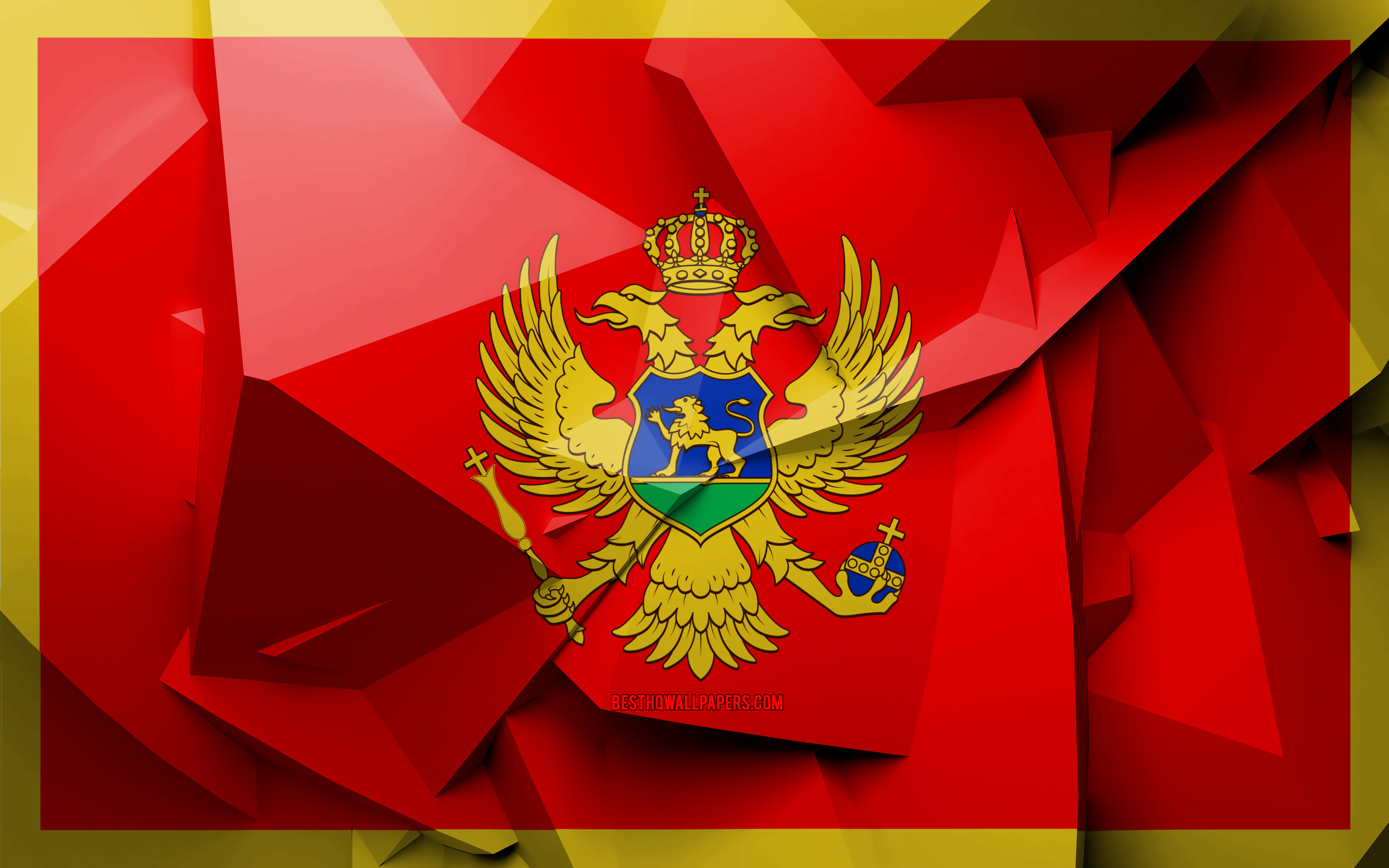 Wallpaper 4k Flag Of Montenegro Geometric Art