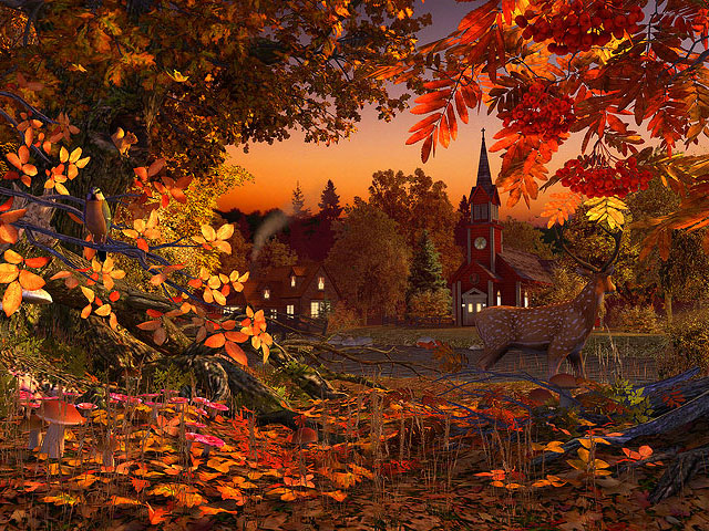 Nature 3D Screensavers   Autumn Wonderland   The fall in the 640x480