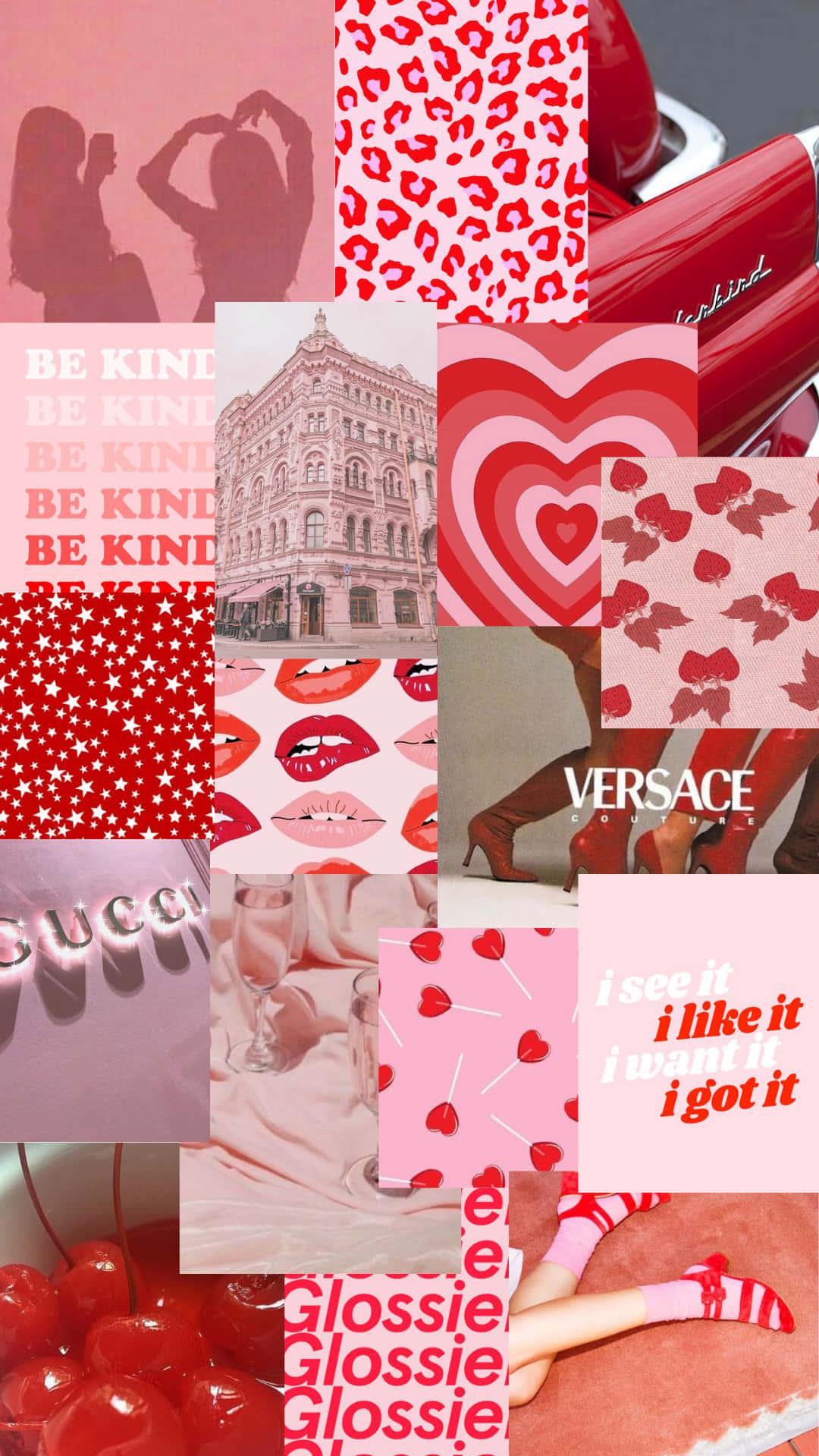 Download Valentines Day Collage With Red And Pink Items Wallpaper