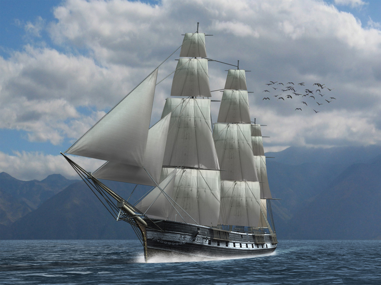 renders sail ship best widescreen background awesome
