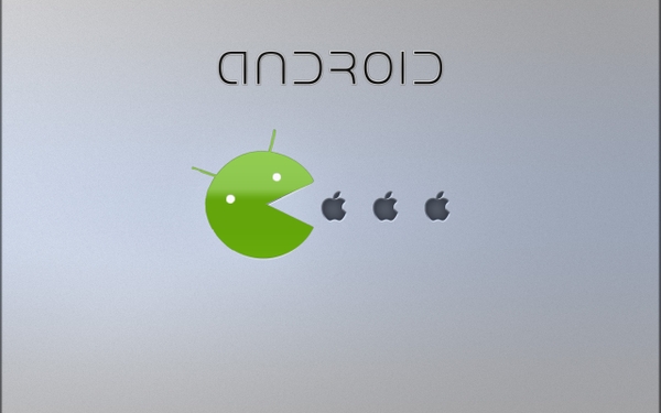 Android Gray Pacman Apples Eater Eat Wallpaper