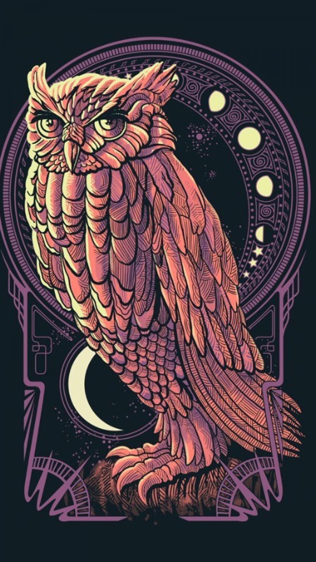 Owls Art Nouveau Wallpaper