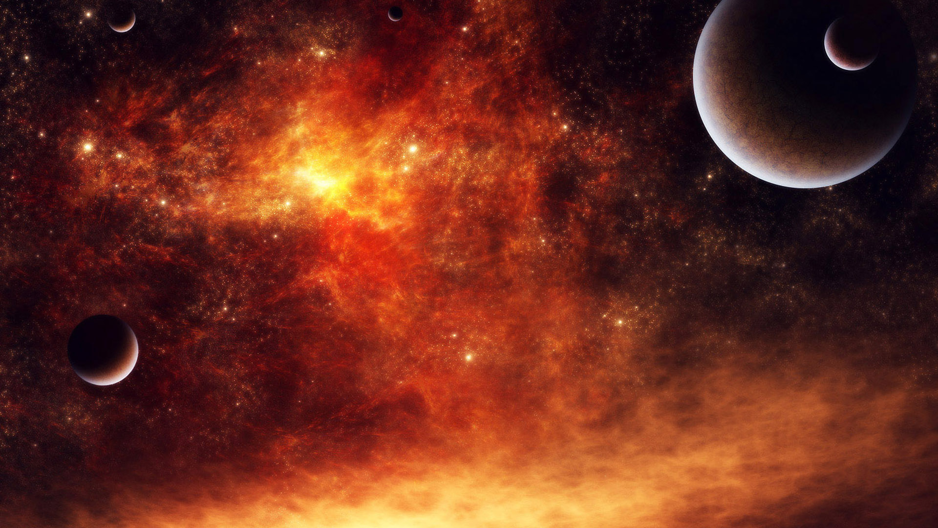 A breathtaking view of deep space with a vibrant nebula, planets, and distant stars. Perfect for outer space enthusiasts