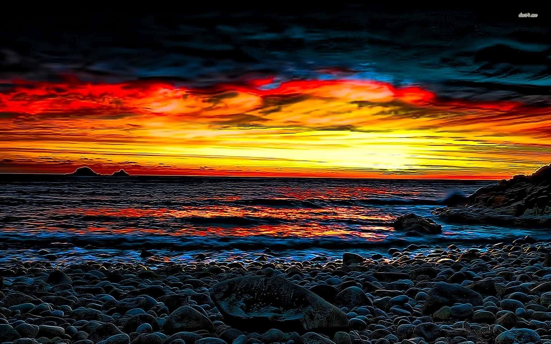 Beach Sunrise Wallpaper Background Image