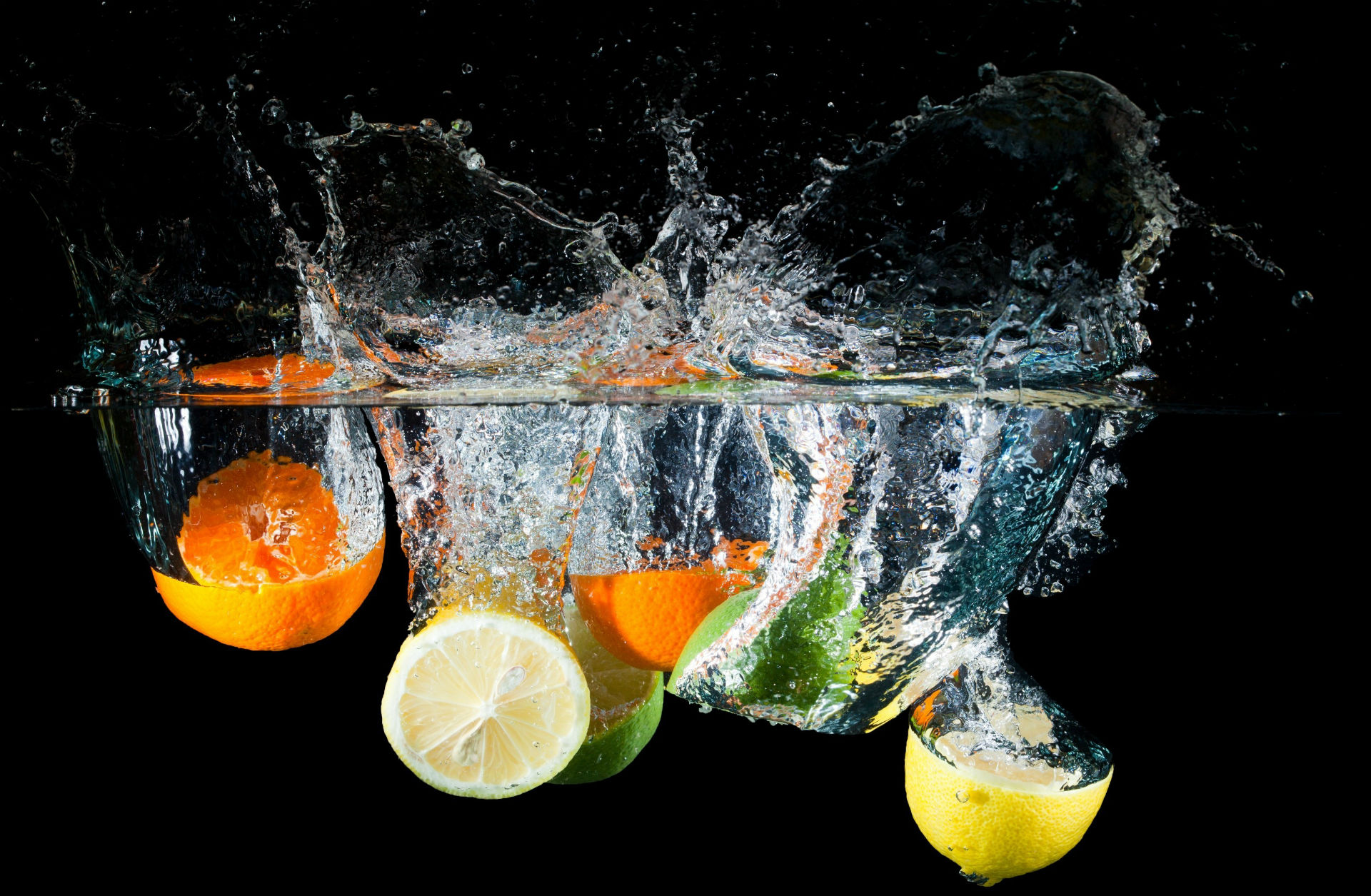 Citrus Water Spray Lemon Lime Orange Wallpaper HD