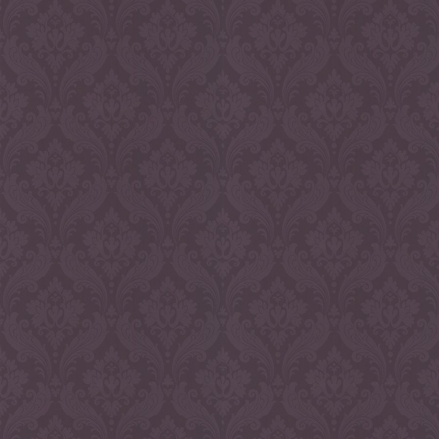 Flock Damask Purple Textured Strippable Non Woven Unpasted Wallpaper