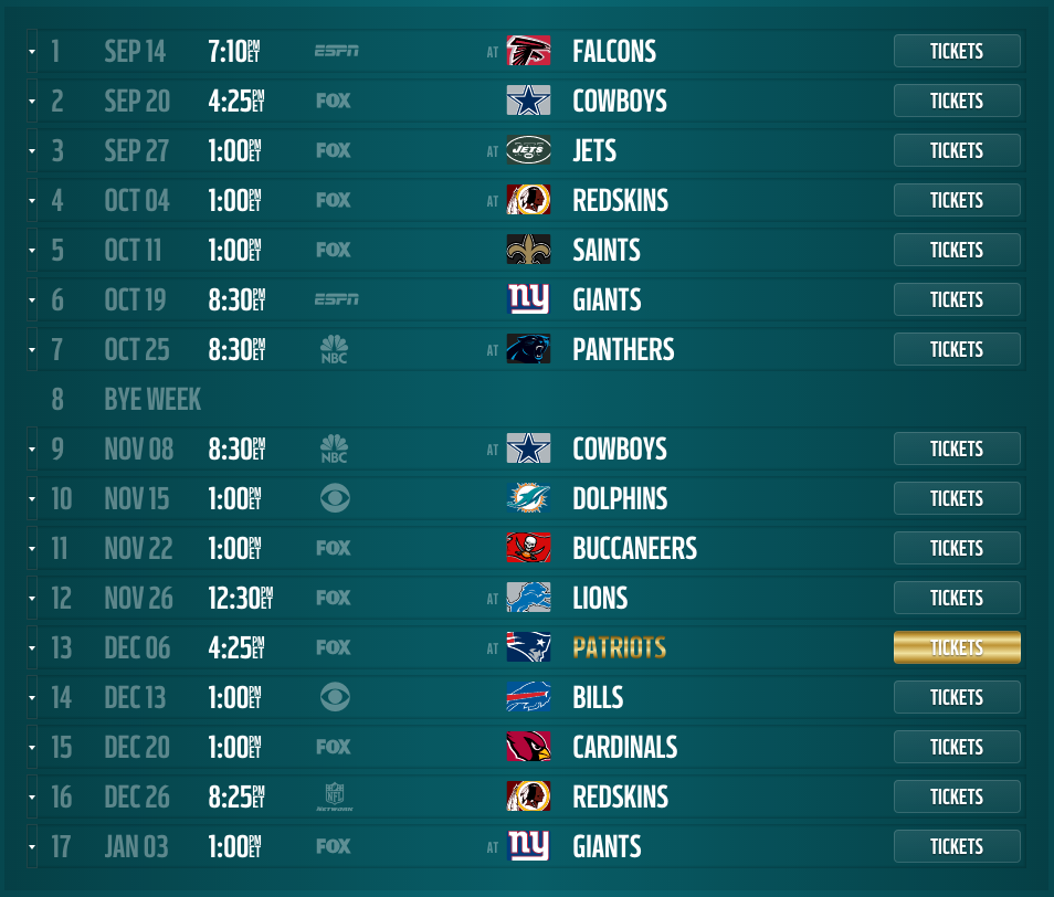 Philadelphia Eagles Schedule Released Dates And Times