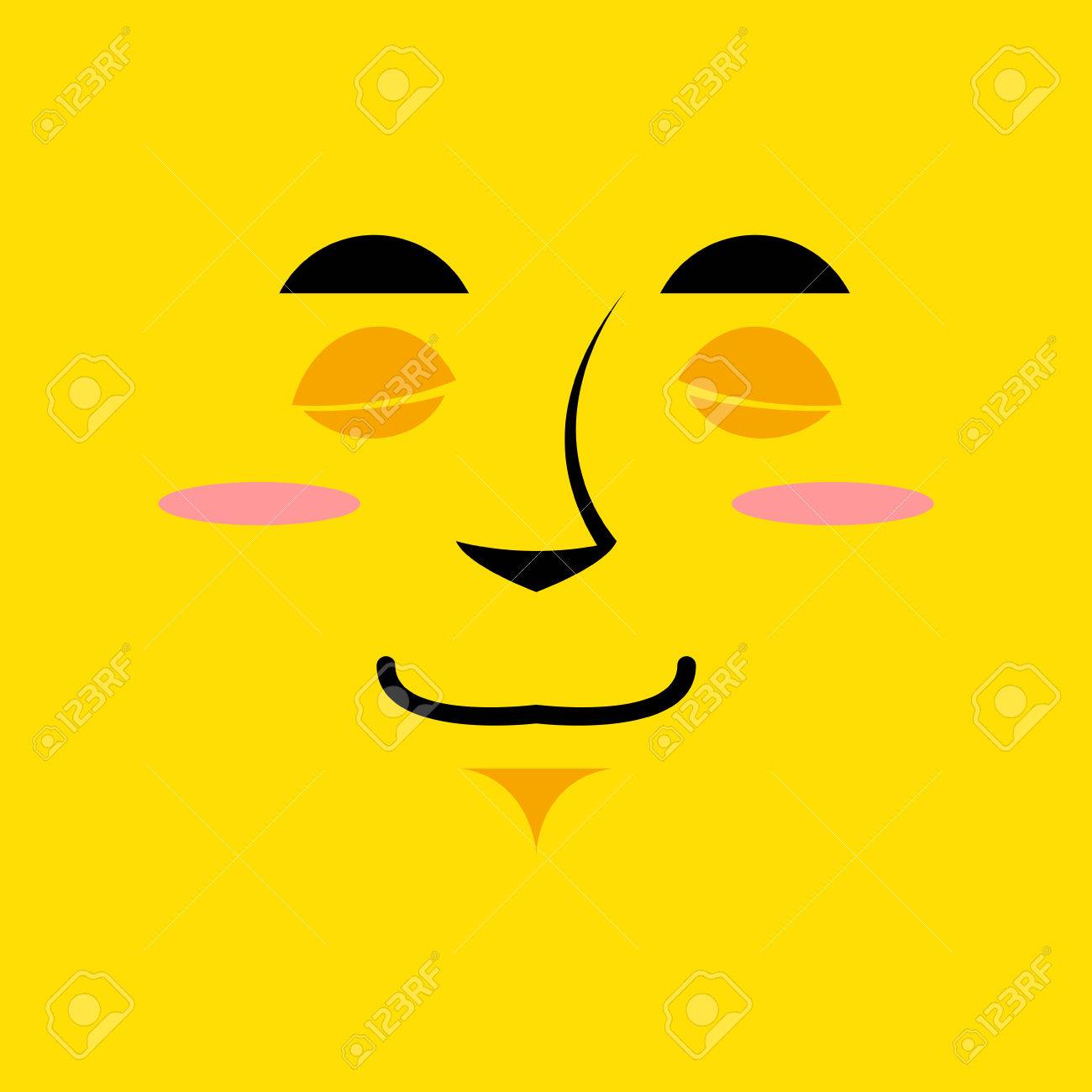 Cartoon Cute Face An Yellow Background Gaiety Emotion Sleeping