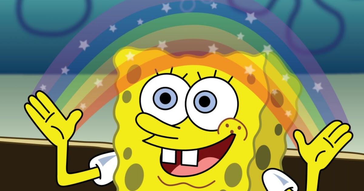 Wallpaper Sponge Bob Holding A Rainbow Child Coloring