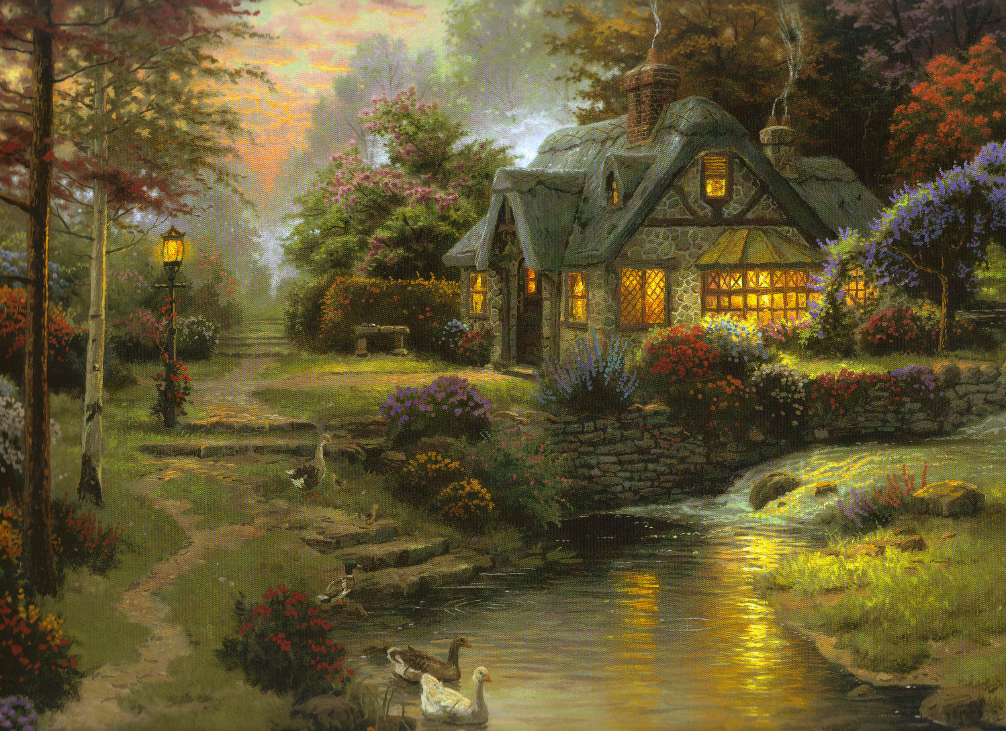 Stillwater Cottage Thomas Kinkade Painting Art