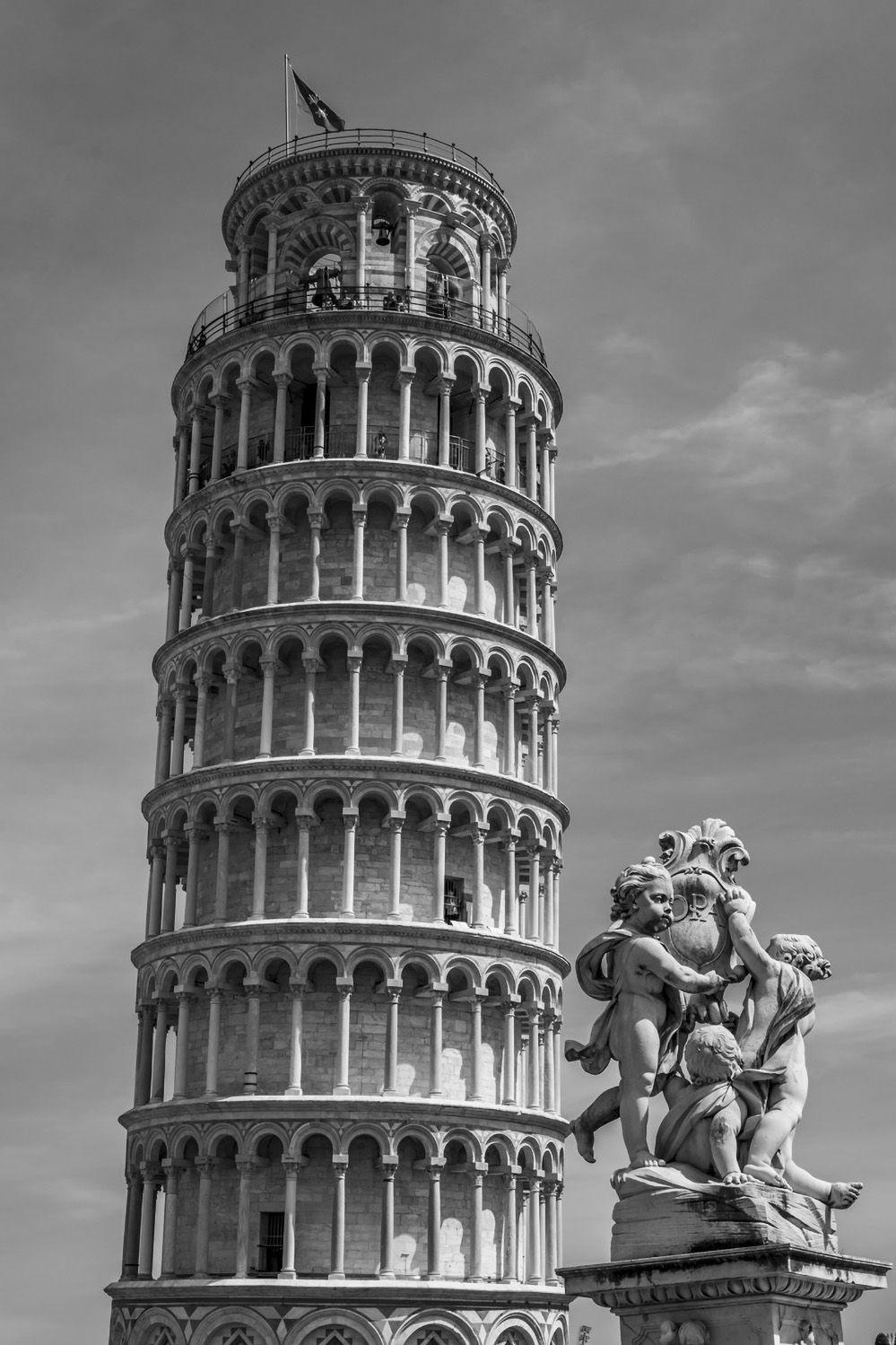 Leaning Tower Of Pisa Italy Black And White Photo Wall