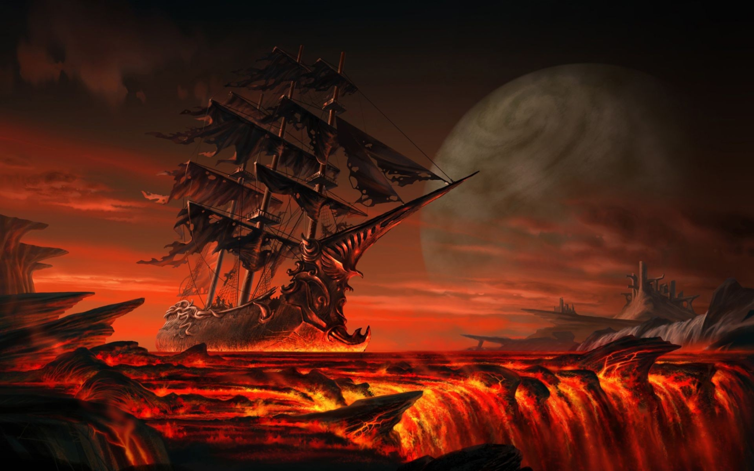 Fantasy Ship Ghost From Hell Wallpaper