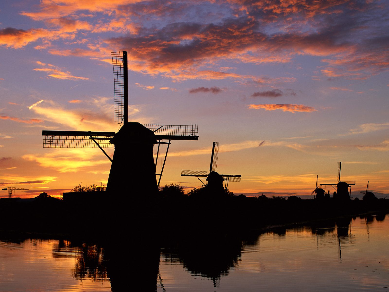 Windmills Reflected Kinderdijk Herlands Picture