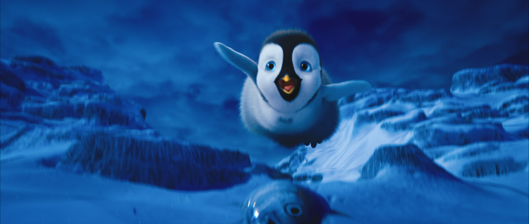 Young Penguin Trying To Fly In The Movie Happy Feet Two Wallpaper
