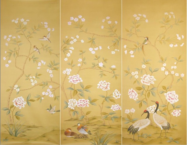 handpainted silk wallpaper   Asian   Wallpaper   other metro   by 640x496