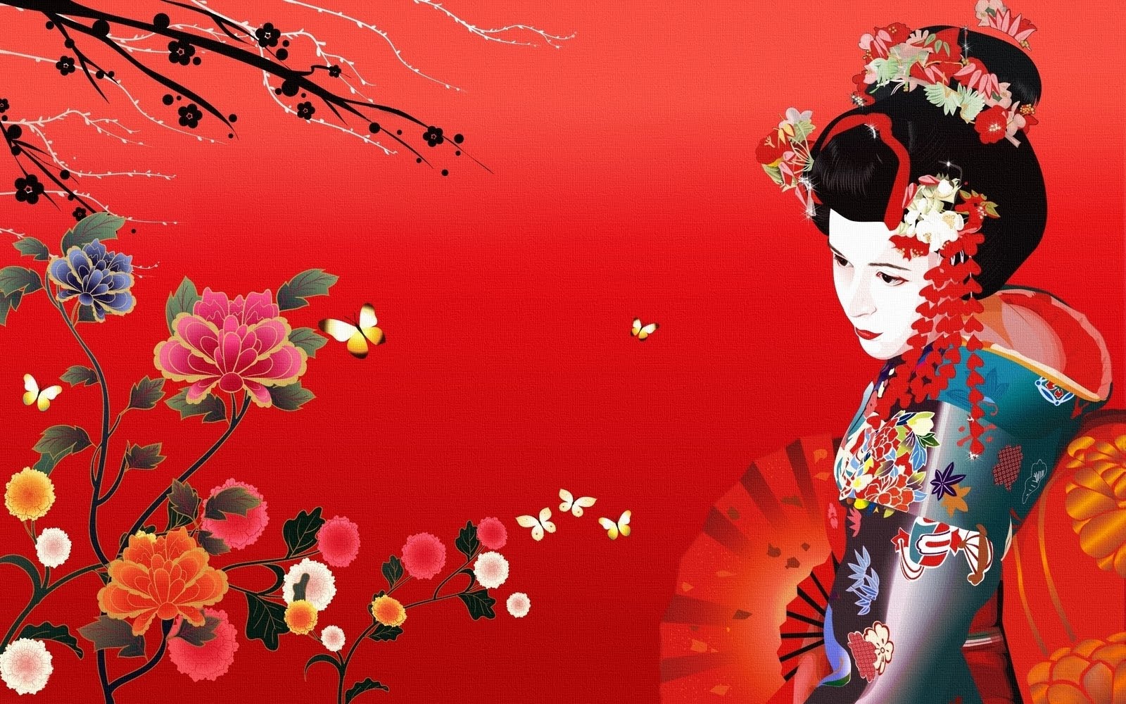 Geisha Illustration Wallpaper Maiko