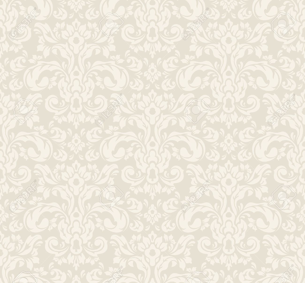 Beige Seamless Vintage Floral Wallpaper Pattern Vector Format