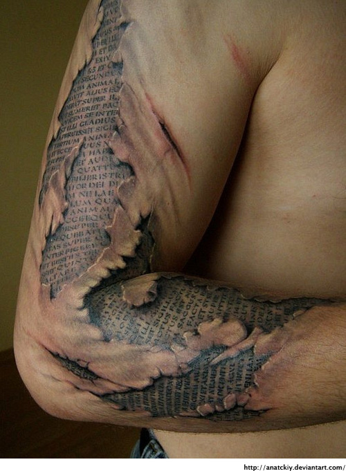 Realistic Paper Skin Tear Tattoo Design Inked Inspiration A