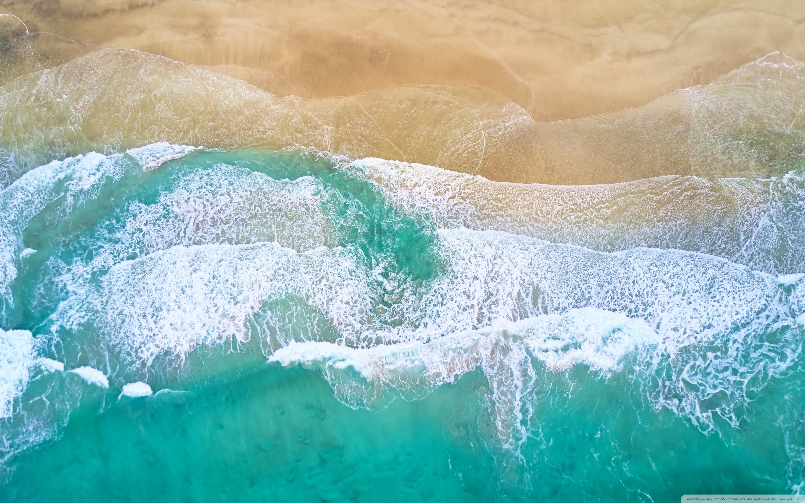 Beautiful Beach Waves Drone Photography 4K HD Desktop Wallpaper