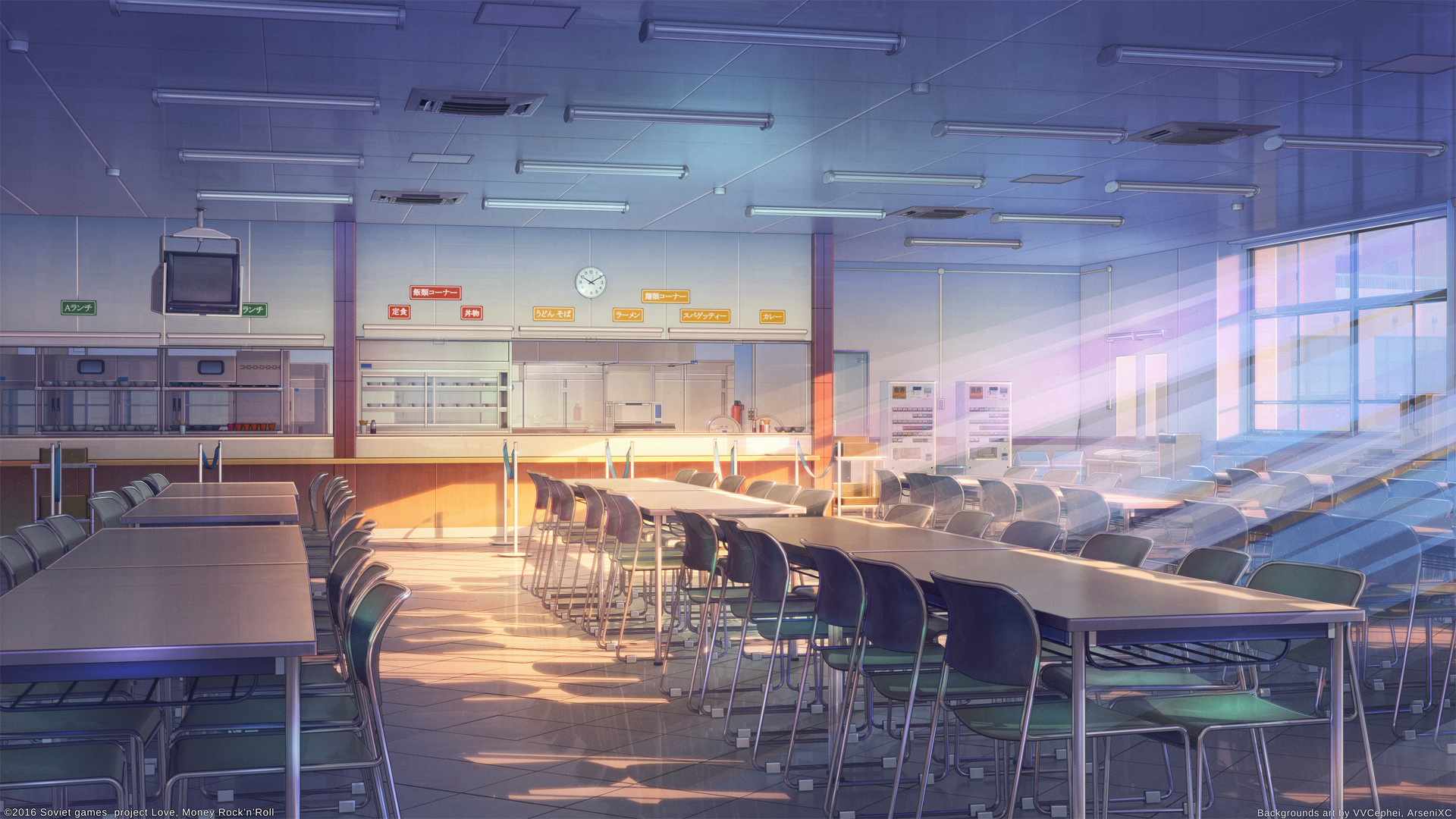 Artstation School Cafeteria Arseniy Chebynkin Anime Scenery
