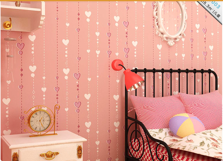 Flock Wallpaper Child Bedding Room For Kids Wall Paper Rolls Pink