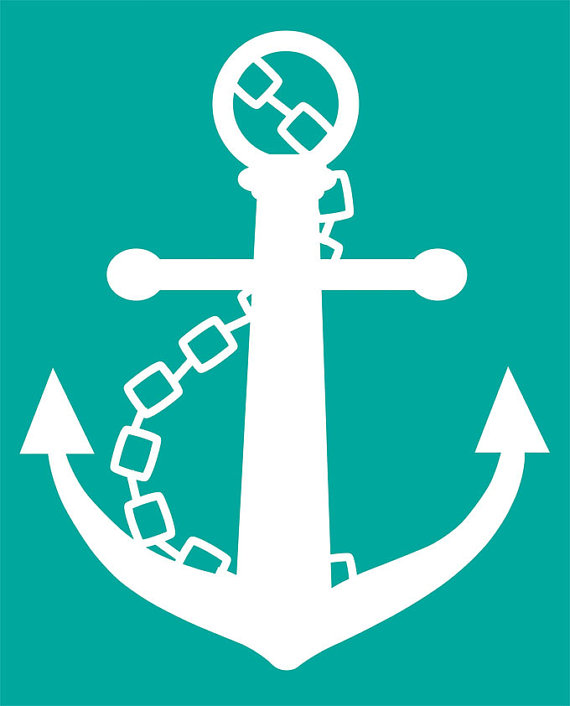  similar to Anchor in White With Teal Background 8x10 Wall Art on Etsy