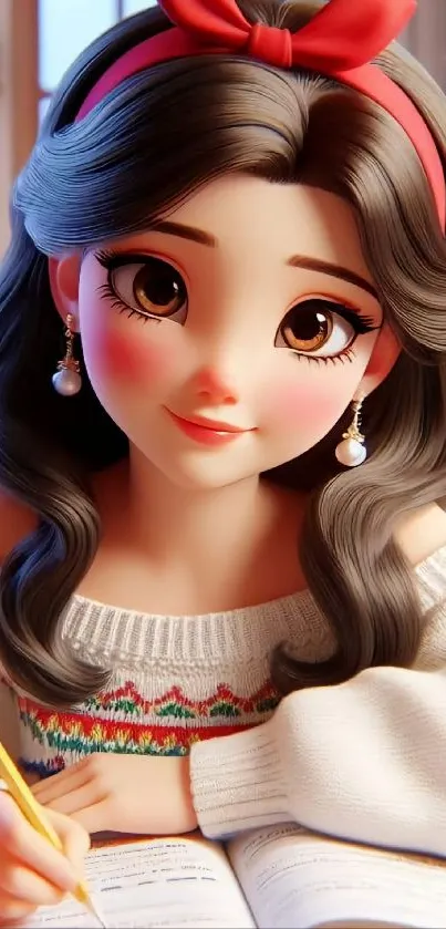 Charming Animated Girl Wallpaper