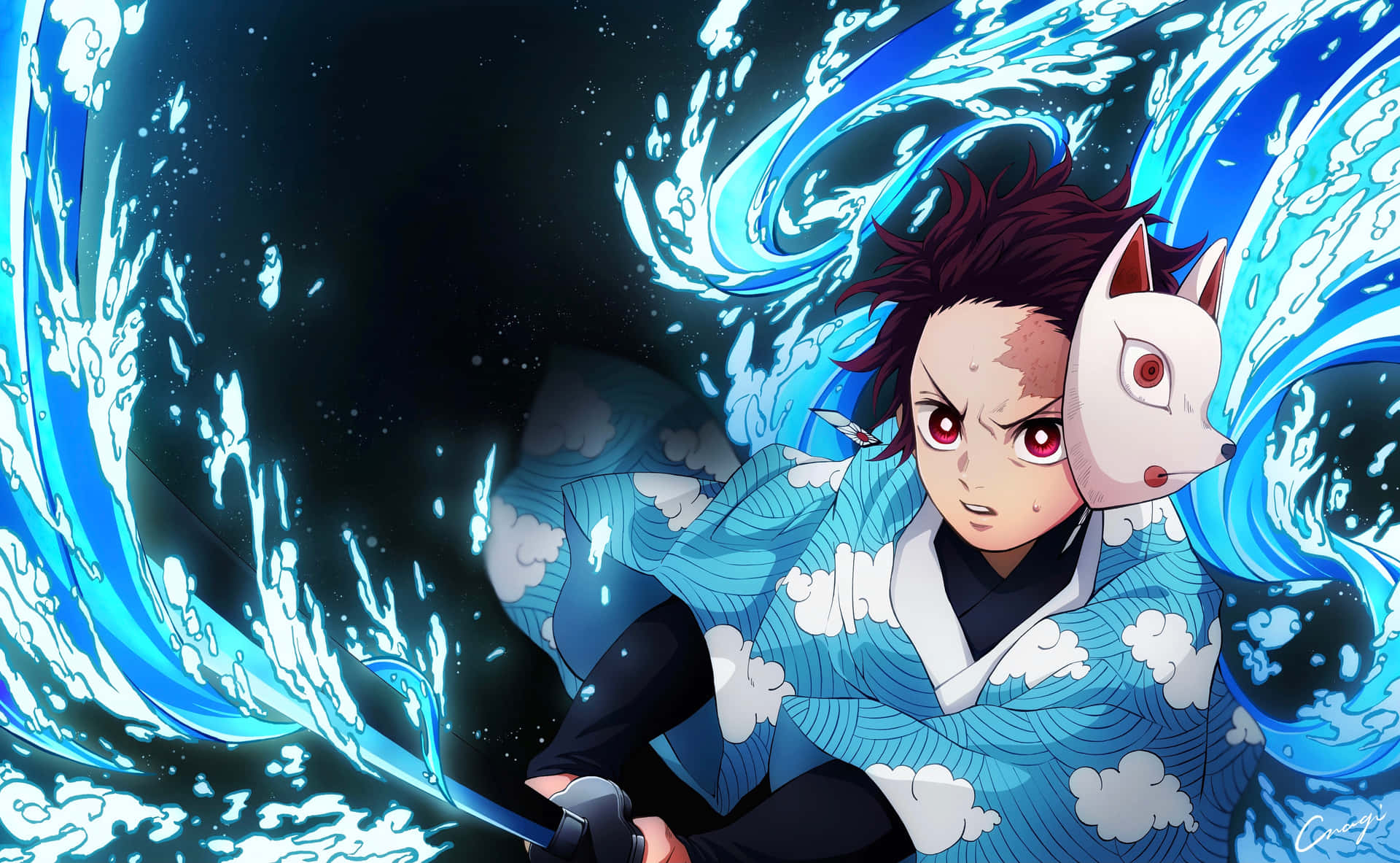 Tanjiro Kamado Determined To Protect His Family Wallpaper