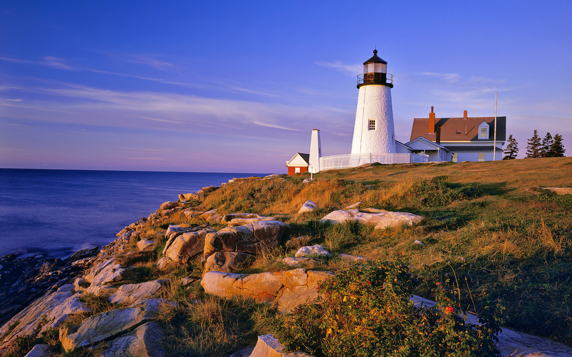 Wallpaper Pemaquid Point Light Lighthouse Maine Usa Cliff Sea