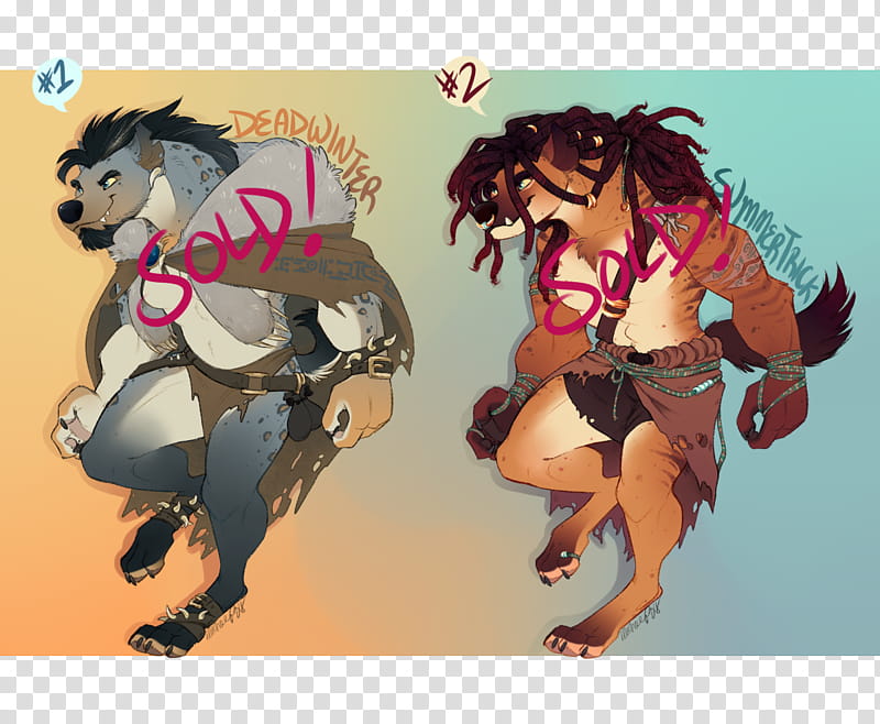 Gnoll Adoptables Sold Two Animal Cartoon Characters Transparent