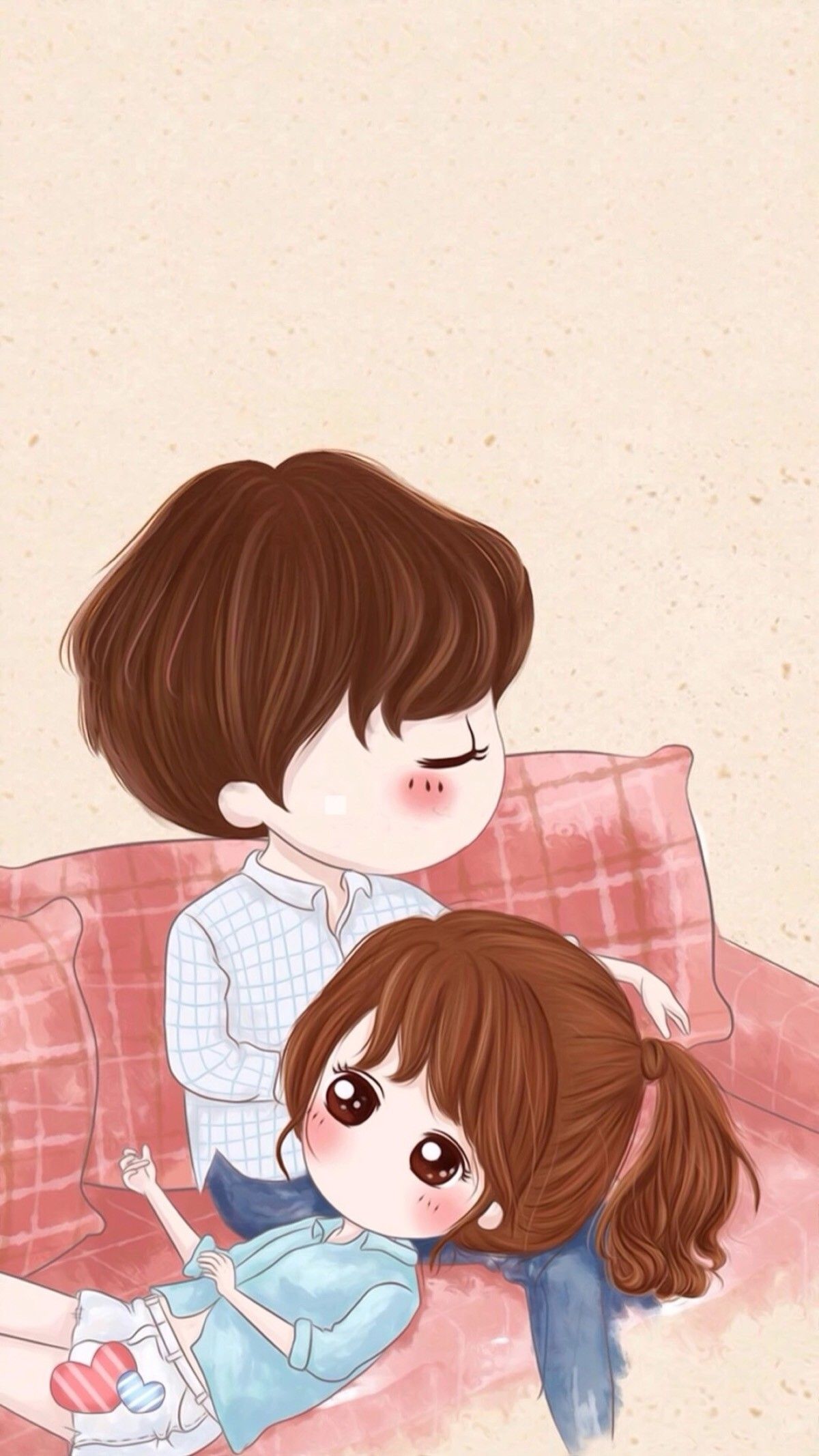 Cute Couple Cartoons Wallpaper