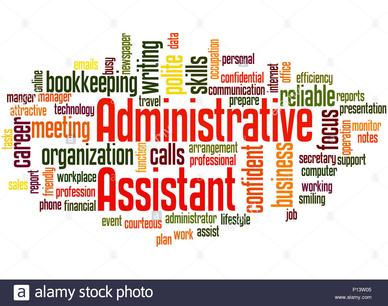 Administrative Assistant word cloud concept on white background
