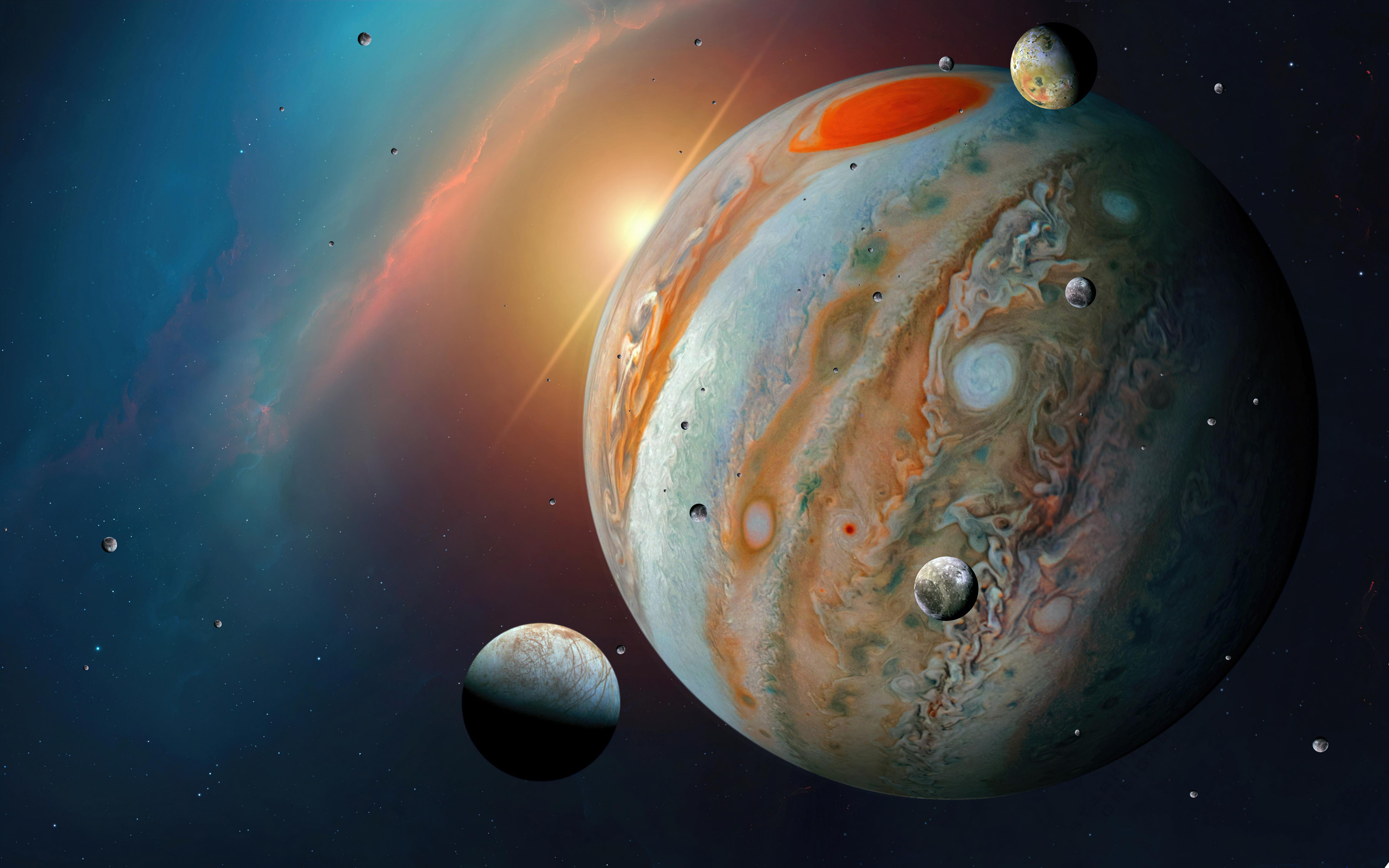 Jupiter Moons Space 5k Wallpaper HD Digital Universe 4k