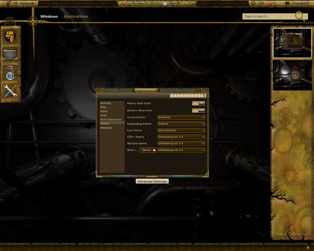 samriggs Old Steampunk 34 Gnome shell theme by cbowman57 on