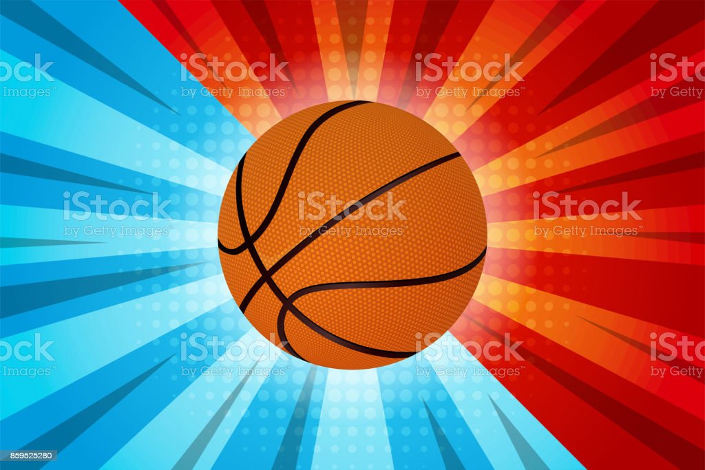 Basketball On Blue And Red Ic Abstract Background Vector