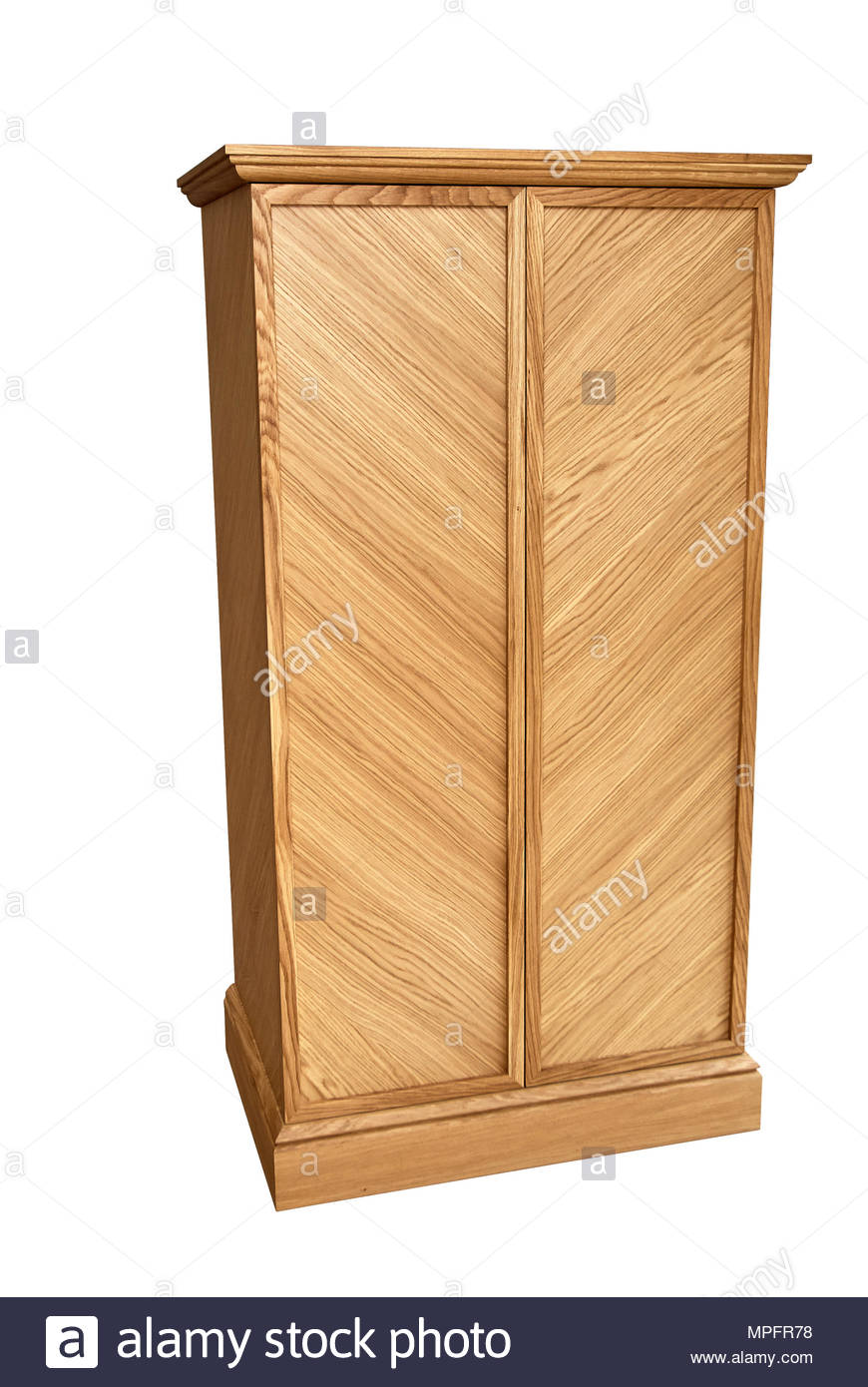 Wooden Cupboard Standing On A White Background Stock Photo
