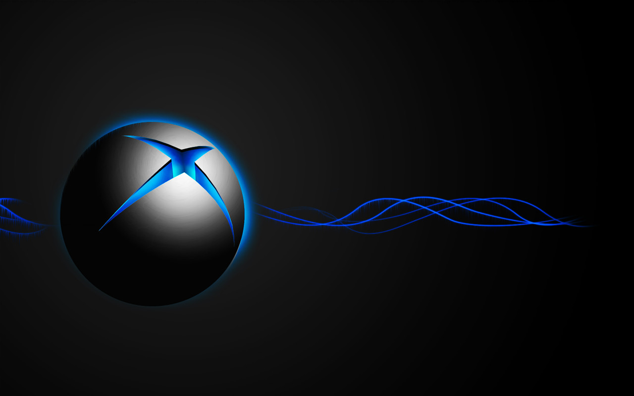 Abstract Xbox logo on a dark background with glowing blue lines