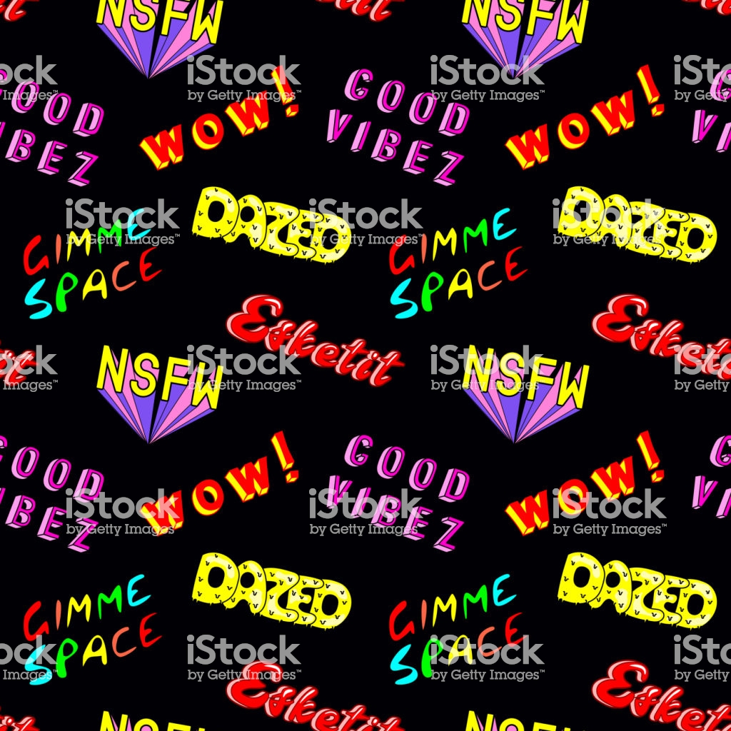 Seamless Pattern With Ic Book Colorful Phrases Words Dazed