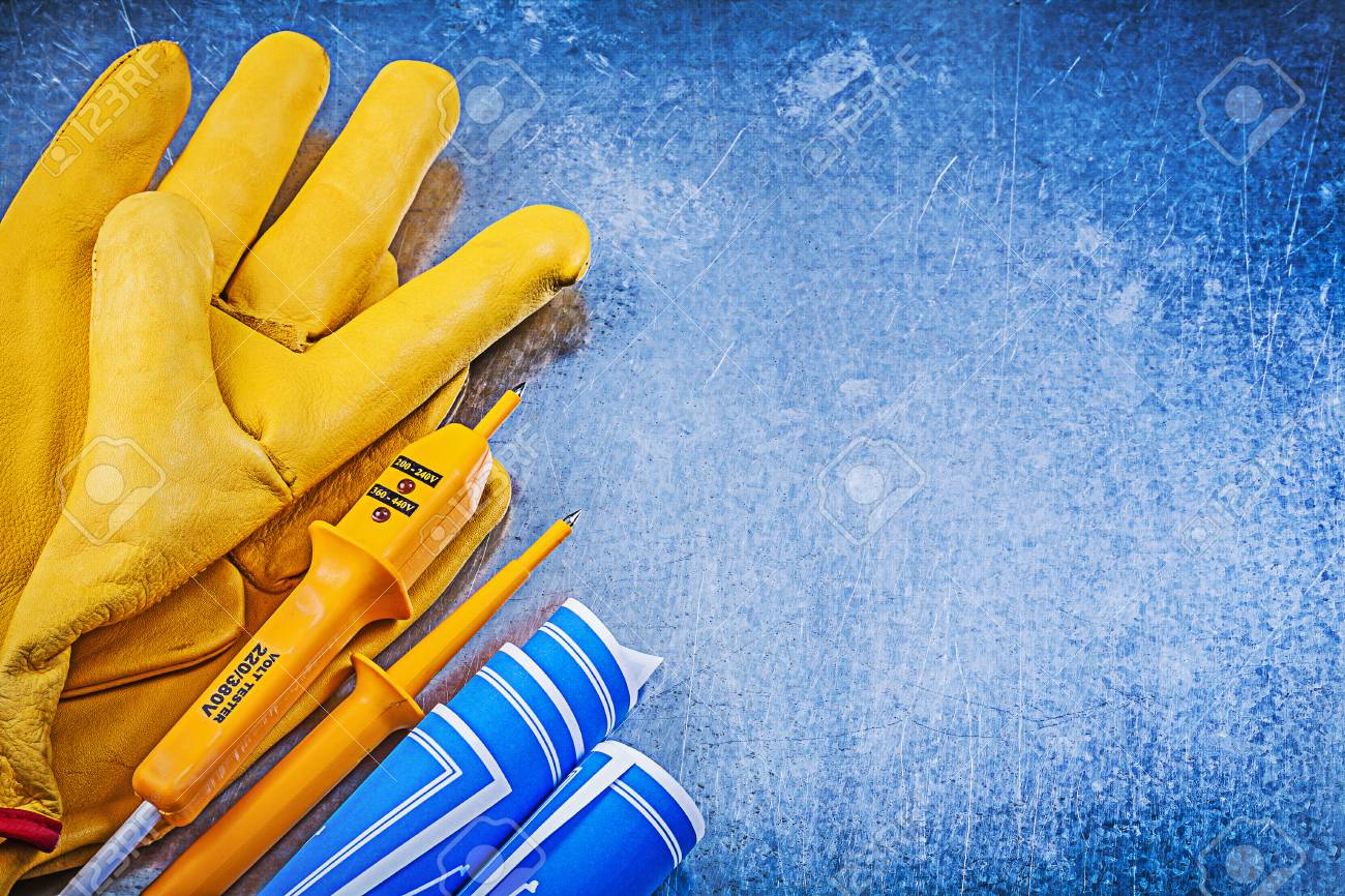 Free download Yellow Electrical Tester Safety Gloves Blue Blueprints On  Metallic [1300x866] for your Desktop, Mobile & Tablet | Explore 23+ Safety  Background |