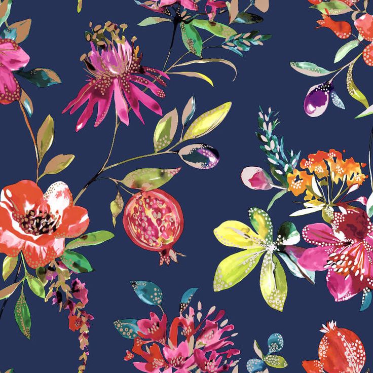 Holden Decor Melgrano Floral Navy Metallic Wallpaper