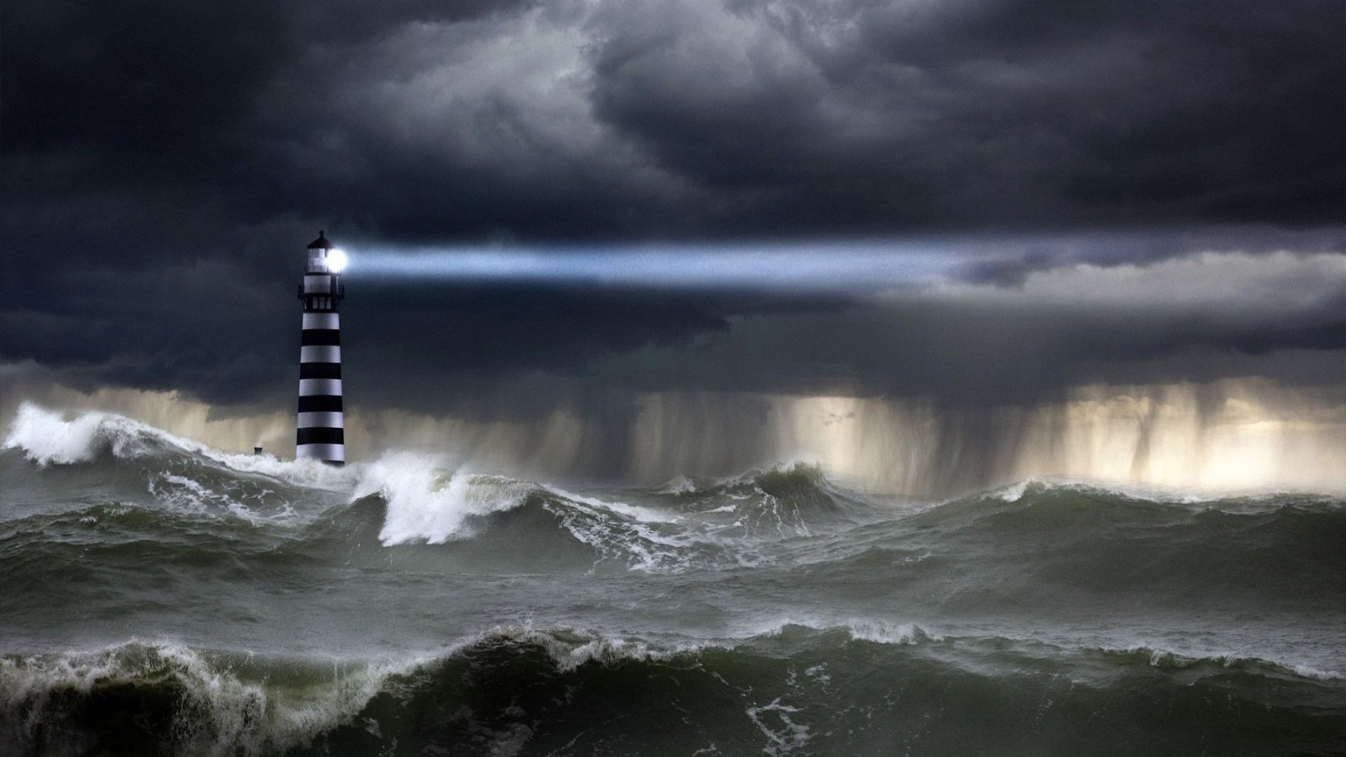 Lighthouse In The Storm Wallpaper