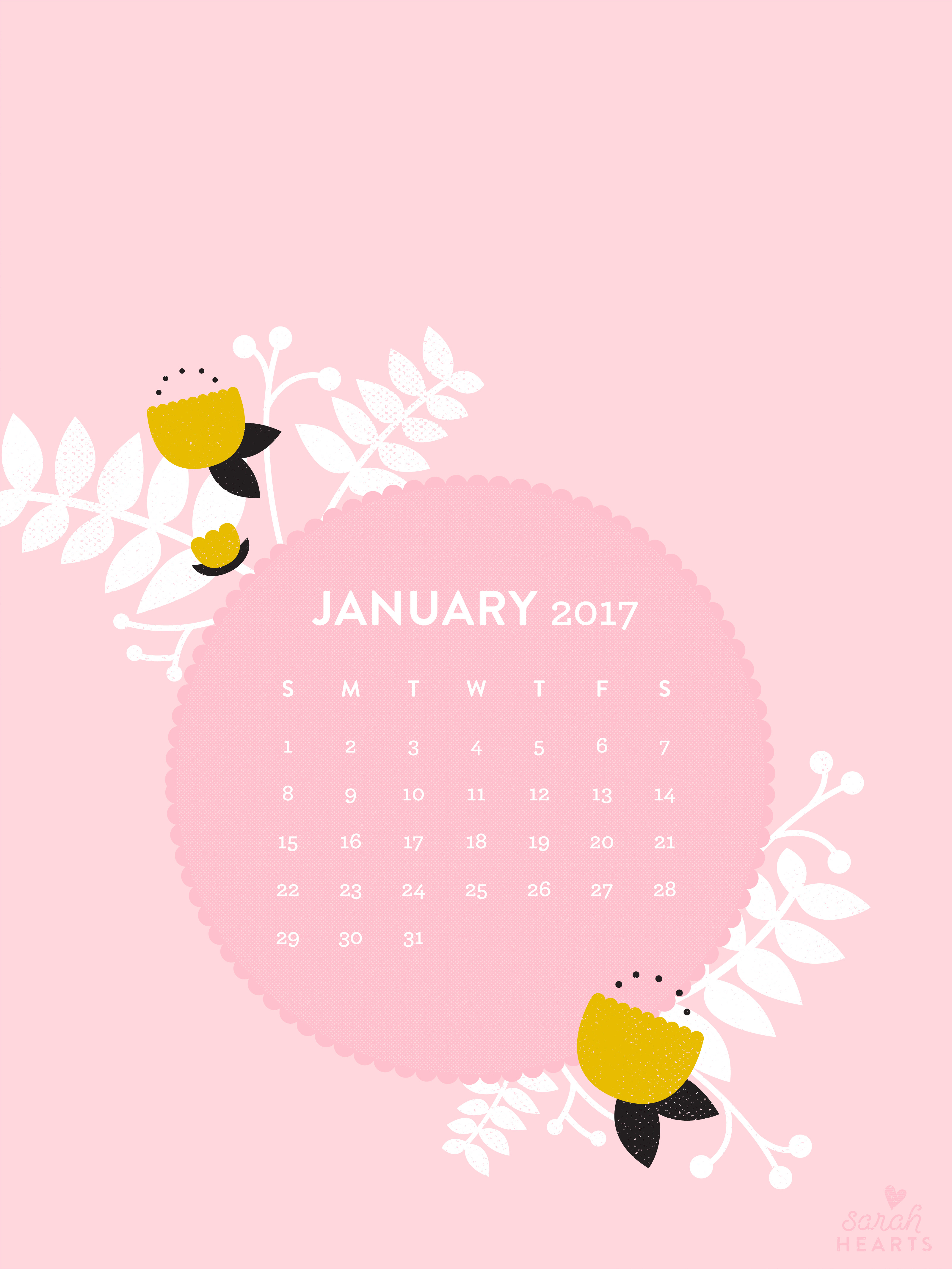 January Calendar Wallpaper Sarah Hearts