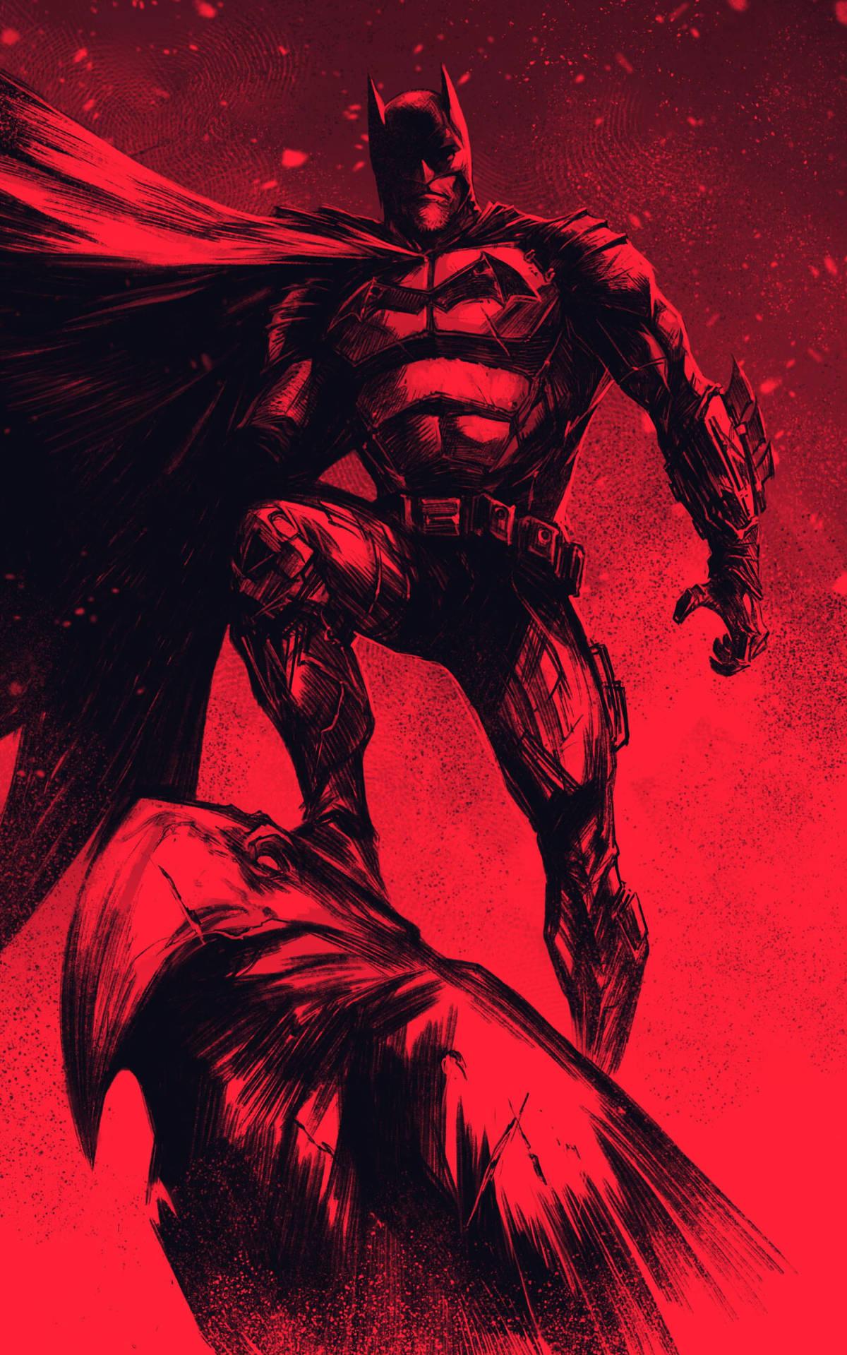 Caption Dynamic Batman Illustration For Phone Wallpaper