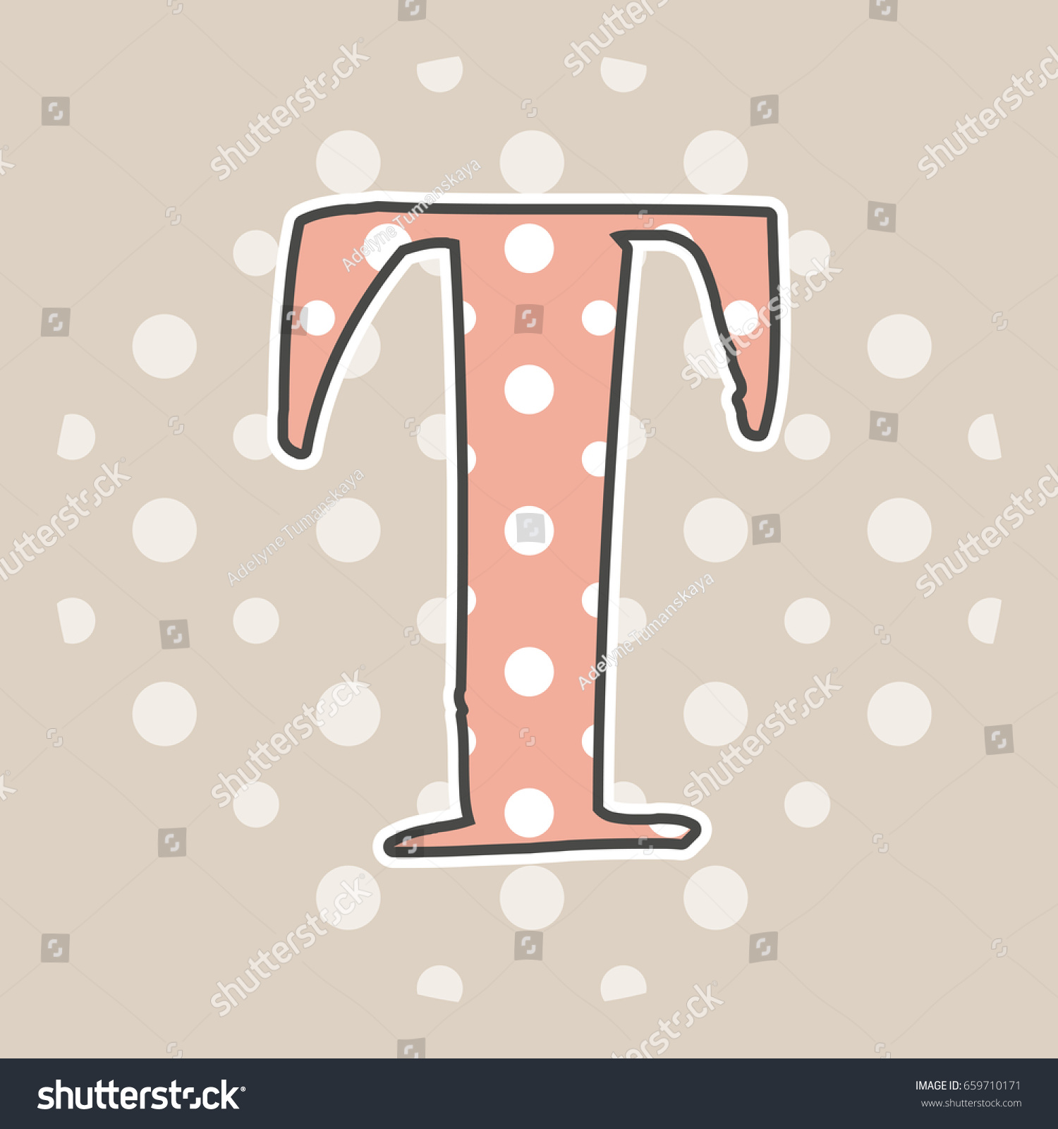 Cute Dotted Letter T Isolated On Stock Vector Royalty