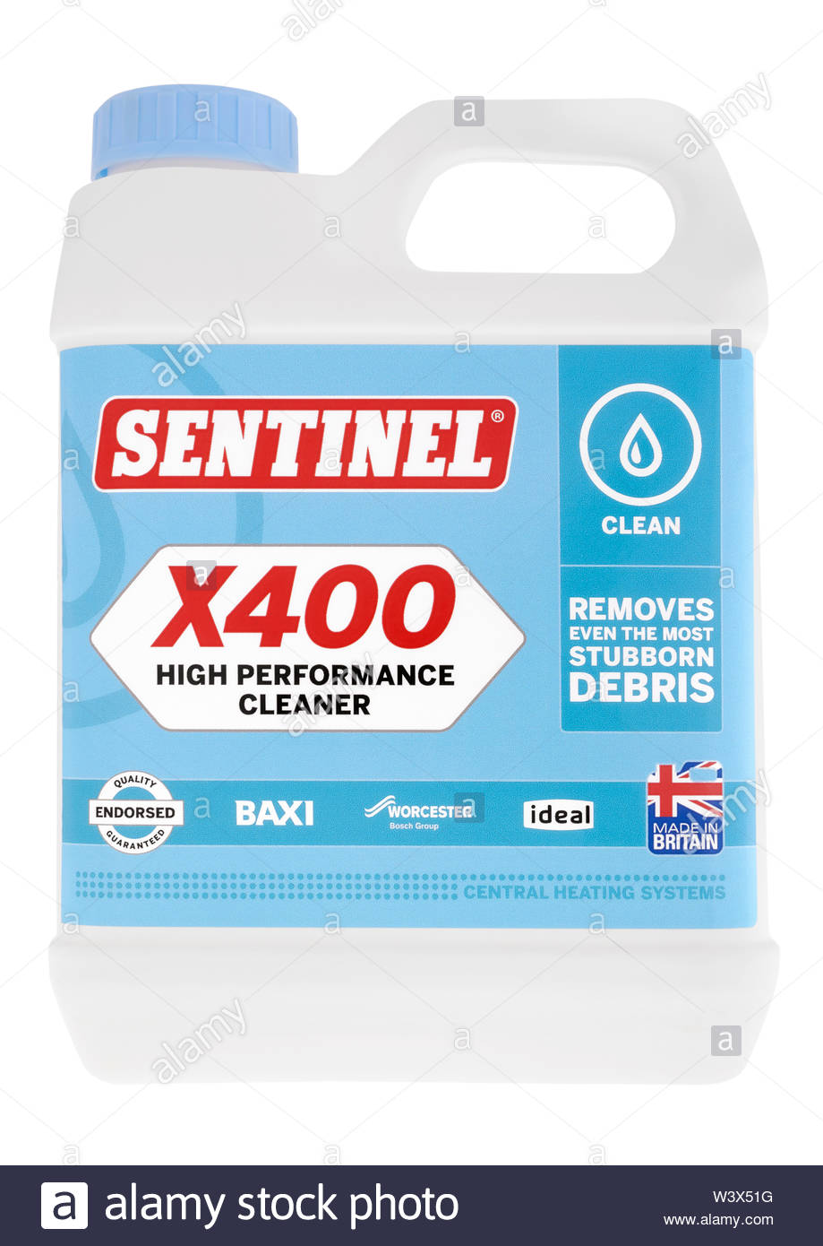 Bottle Of Sentinel X400 Central Heating Cleaning Fluid On White