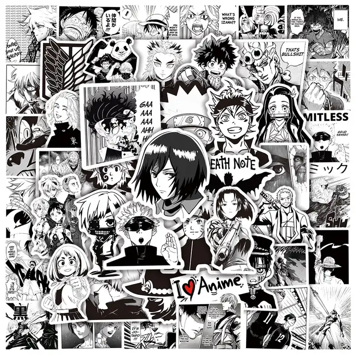 🔥 Free download 50pcs black white anime cartoon collection Alibabacom ...