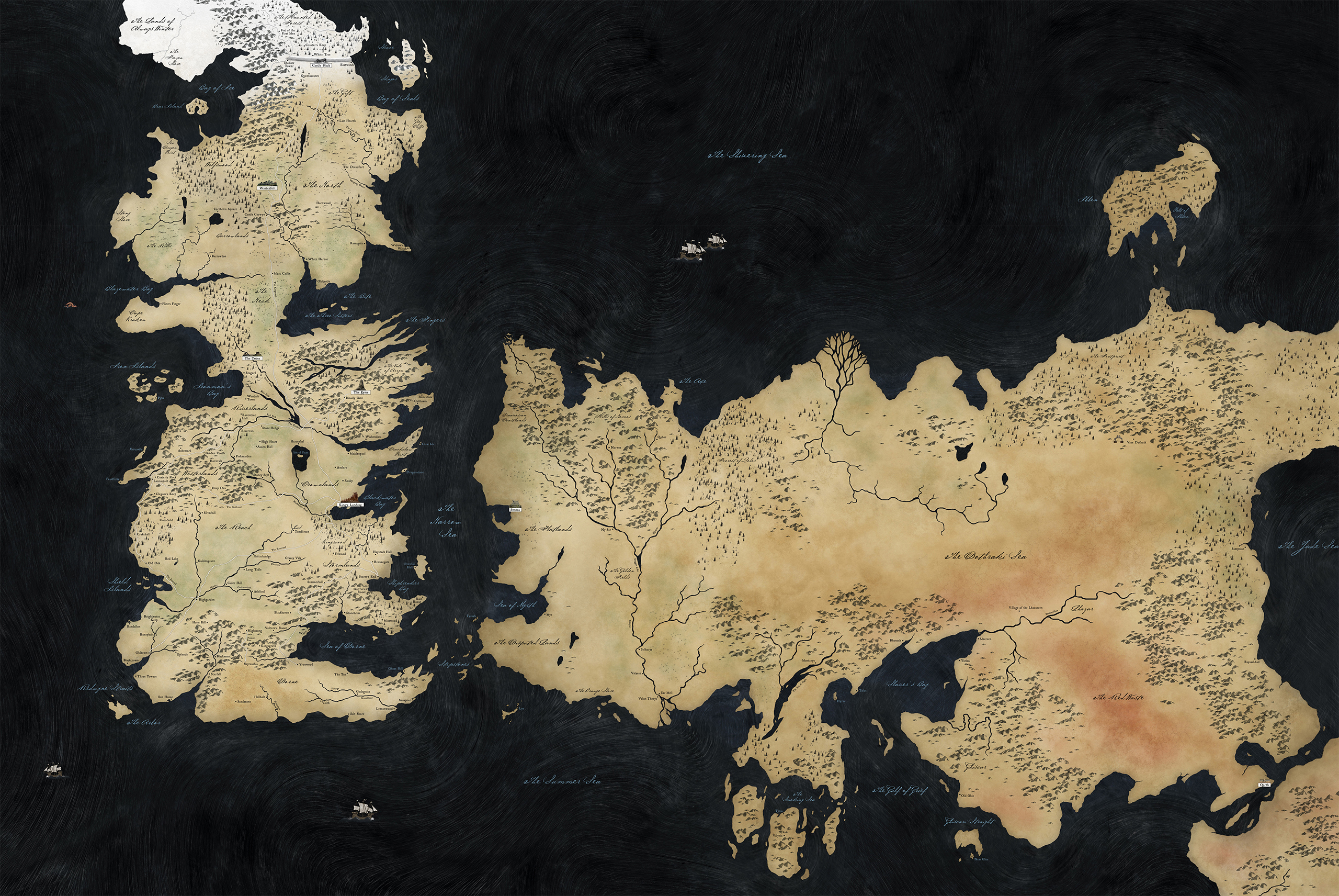 New Map Of Westeros And Essos Game Thrones Movie Wallpaper