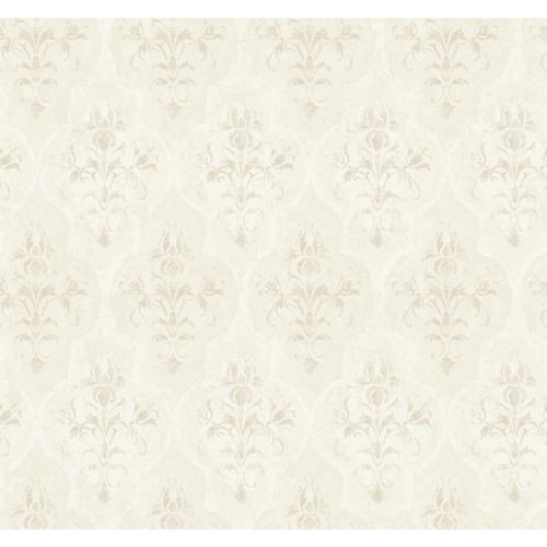 Fresco Golden Yellow And Pearl Beige Moroccan Damask Wallpaper