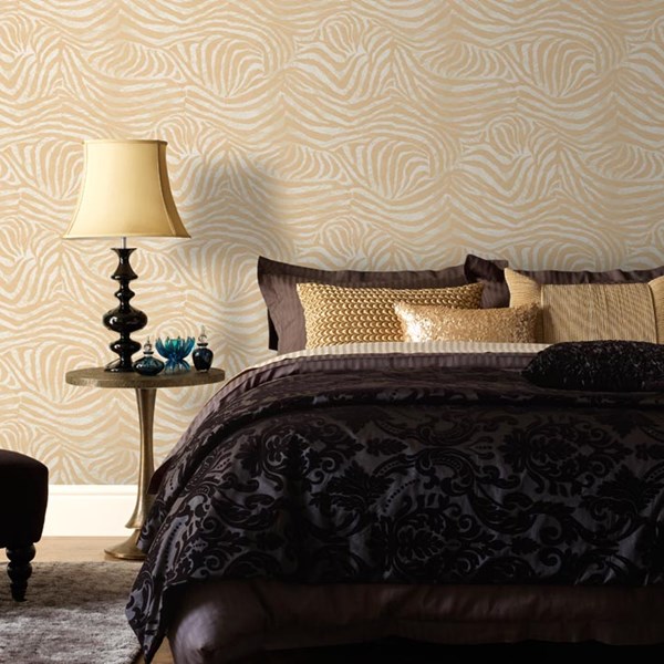 Zebra White Gold Wallpaper By Graham And Brown