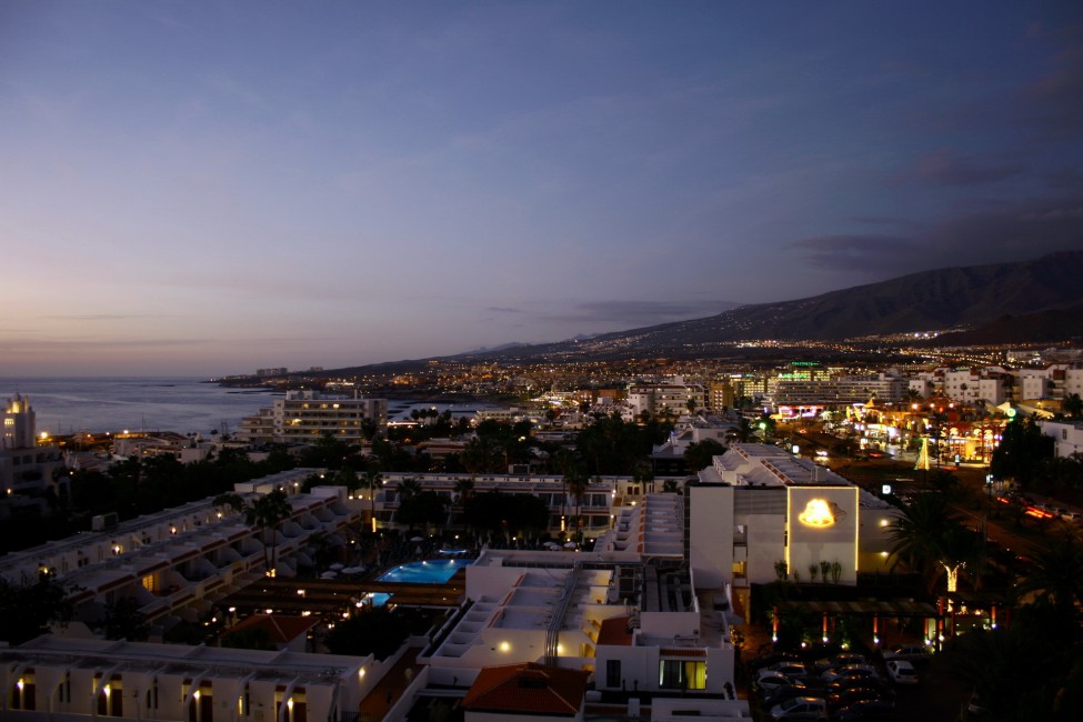 Spain Tenerife Night Panorama Buildings Stock Photos